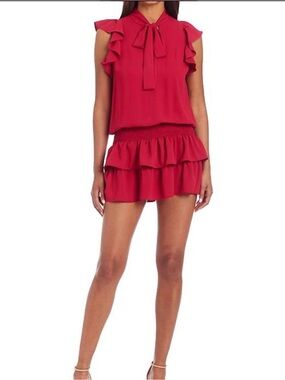 Amanda Uprichard Essen Red Tie-Neck Dress